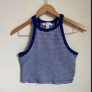 Blue & White Striped Crop Top